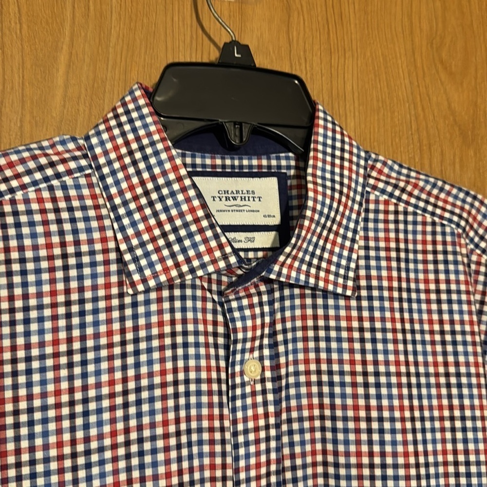 Charles Tyrwhitt Slim Fit 17/35 In Men's Checkered Shirt - Red And Blue — image 3 of 6